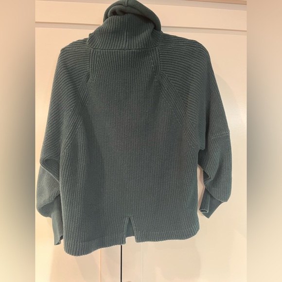 CAbi Cotton Cowl Neck Ruched Pullover Sweater Green S - Picture 7 of 11